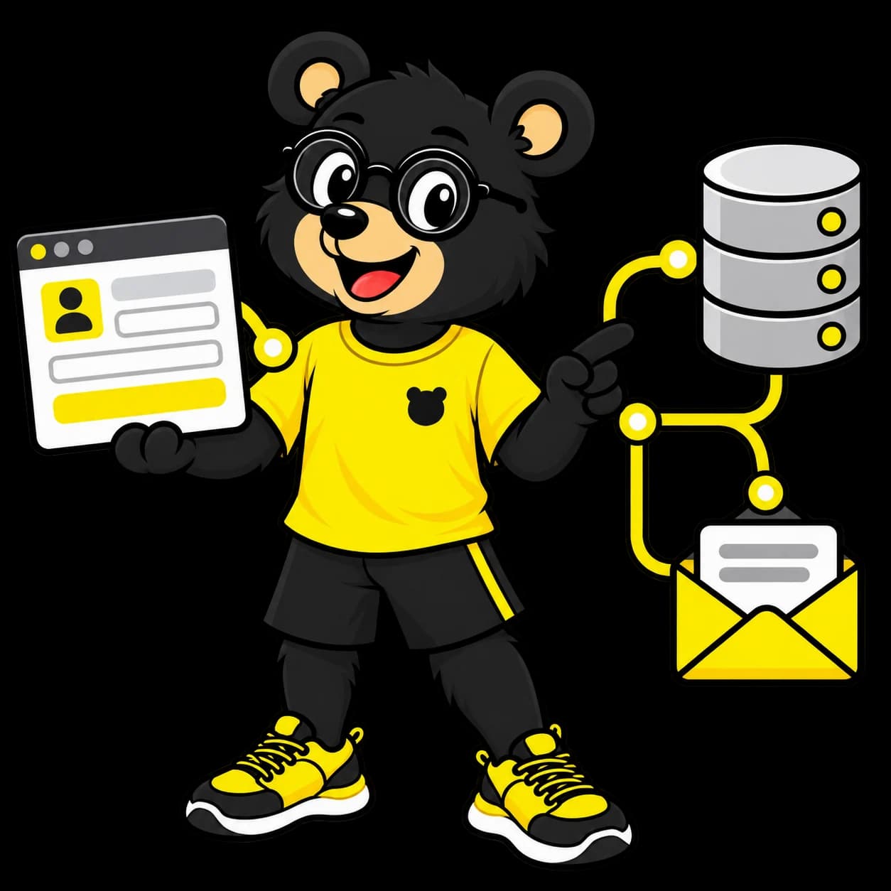 L'ours Black Bear reliant un formulaire, une base de données et une notification